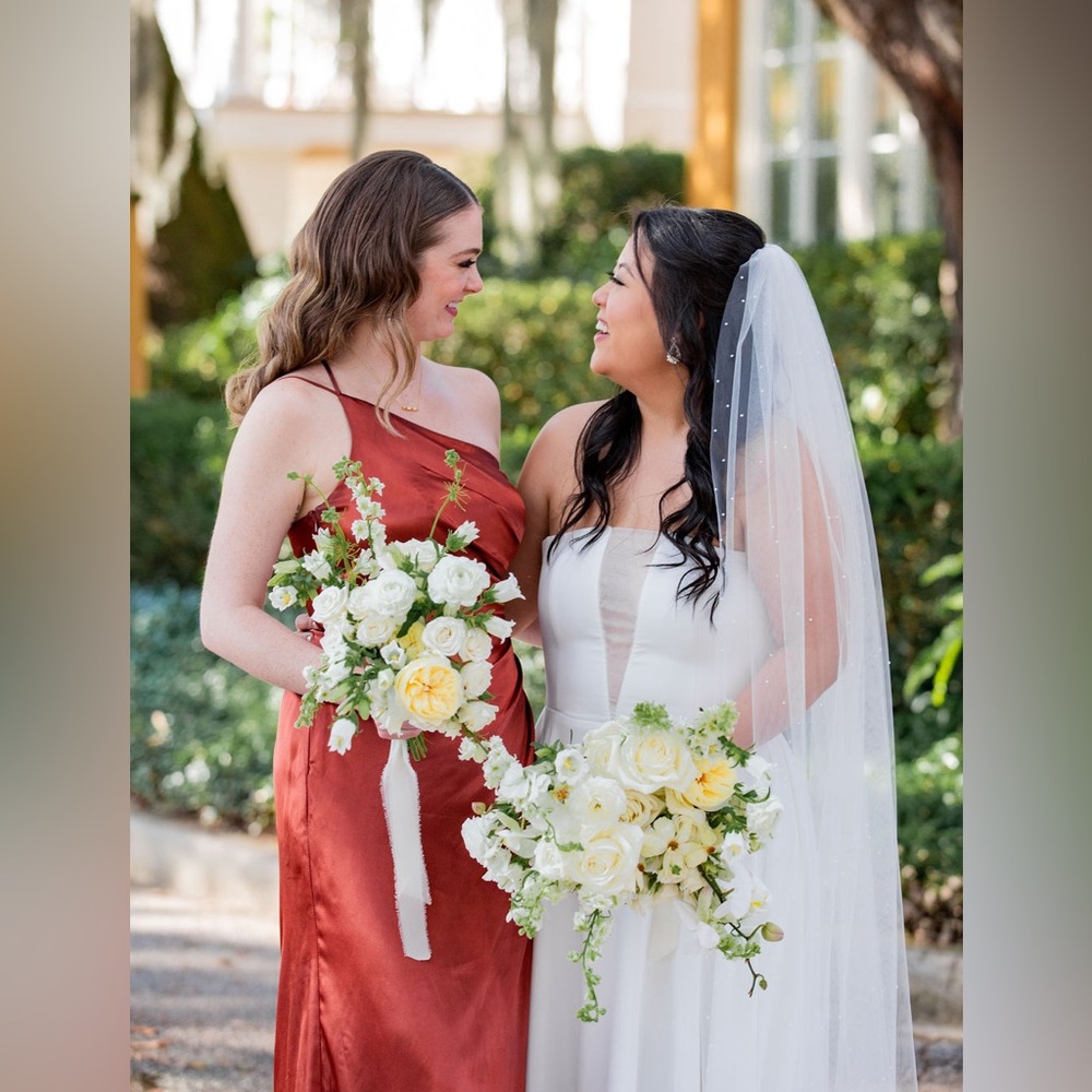 David’s Bridal Cinnamon Colored Bridesmaid Dress - One Shouldet